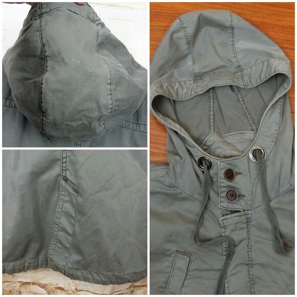 Z Brand Jacket Men L Baggy Olive Green Military Utility Parka Hooded Field Y2K - Picture 11 of 14